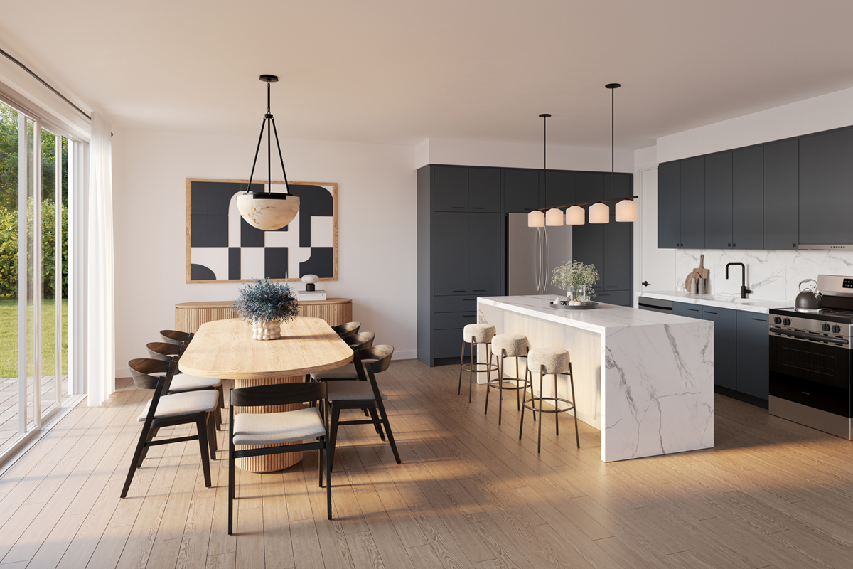 The Attersley Phase 1 Single Detached Home Model 1: The Dunlop's open-concept kitchen
